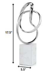 18" Silver and White Marble and Aluminum Sculpture - Homeroots - Flyclothing LLC