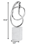 18" Silver and White Marble and Aluminum Sculpture - Homeroots