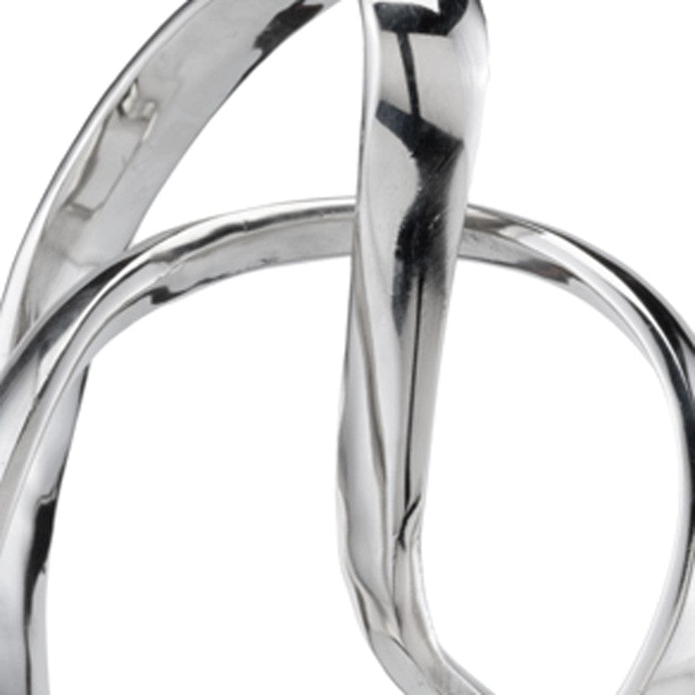 18" Silver and White Marble and Aluminum Sculpture - Homeroots