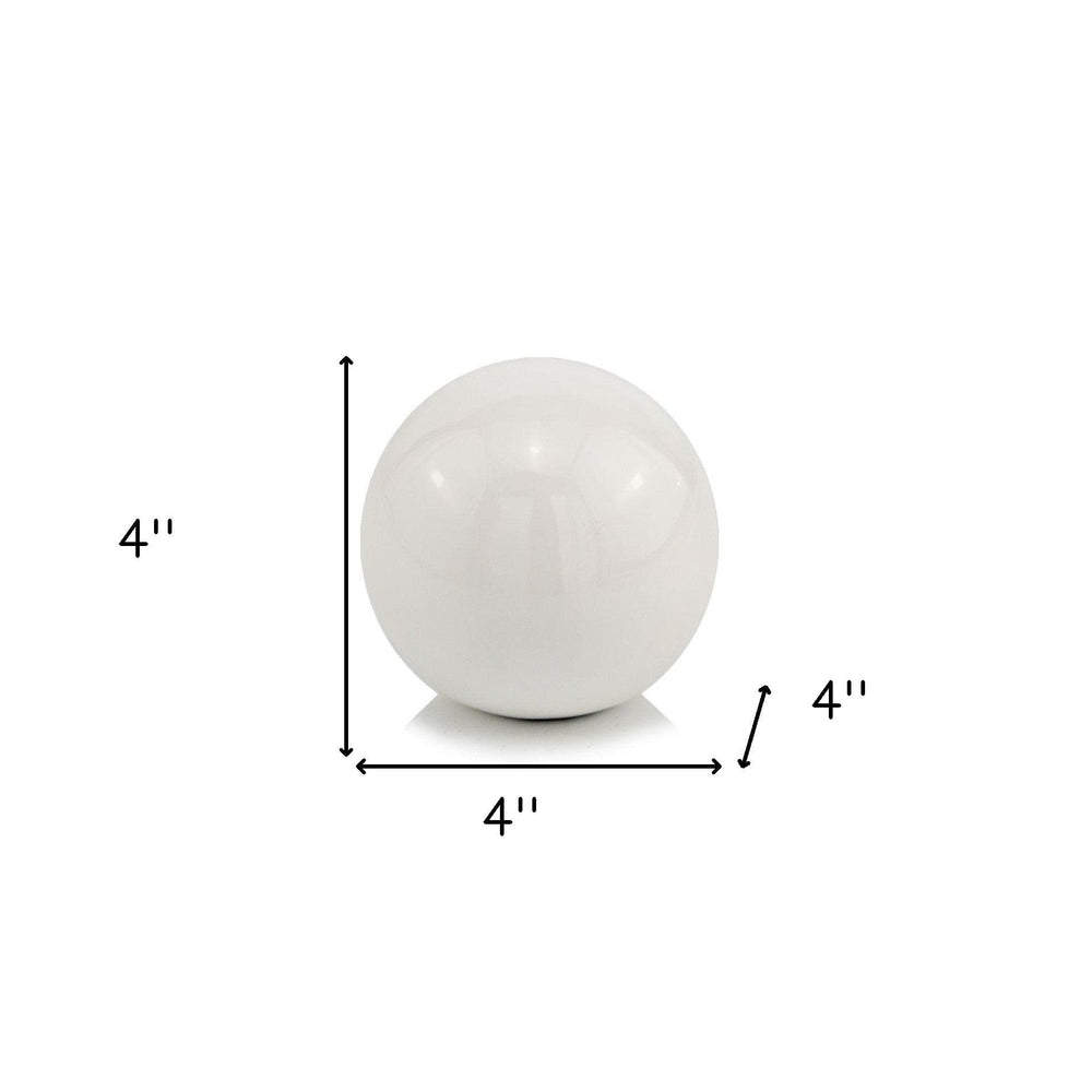 4" X 4" X 4" White Aluminum Sphere - Homeroots