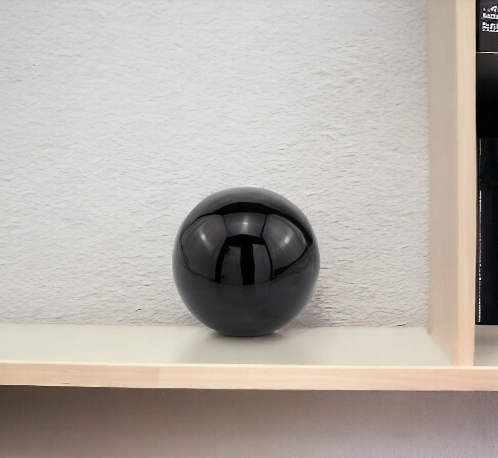 4" Black Aluminum Decorative Orb Tabletop Sculpture - Homeroots