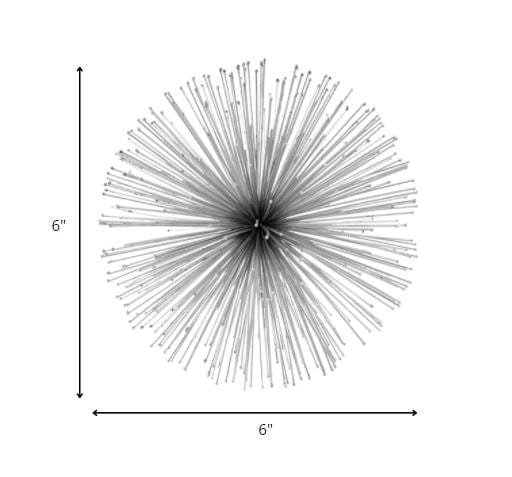 6" Silver Iron Decorative Urchin Spiky Sphere Tabletop Sculpture - Homeroots