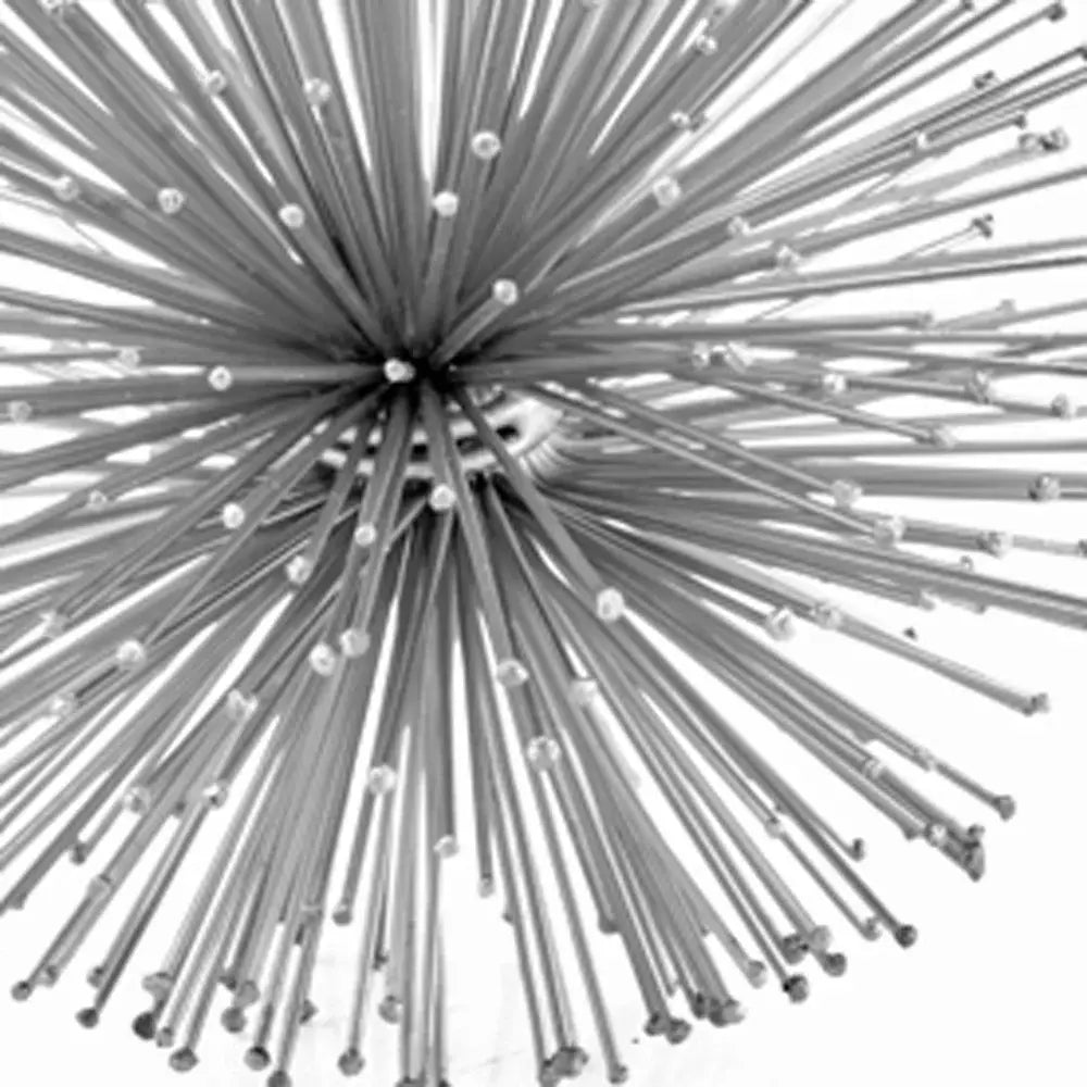 6" Silver Iron Decorative Urchin Spiky Sphere Tabletop Sculpture - Homeroots - Flyclothing LLC