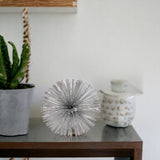 6" Silver Iron Decorative Urchin Spiky Sphere Tabletop Sculpture - Homeroots