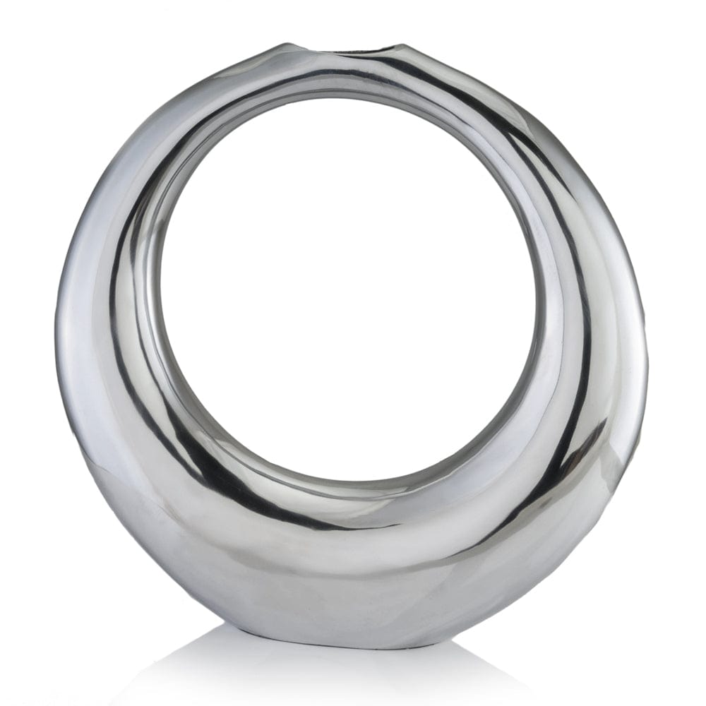 19" Silver Aluminum Ring Hoop Table Vase - Homeroots