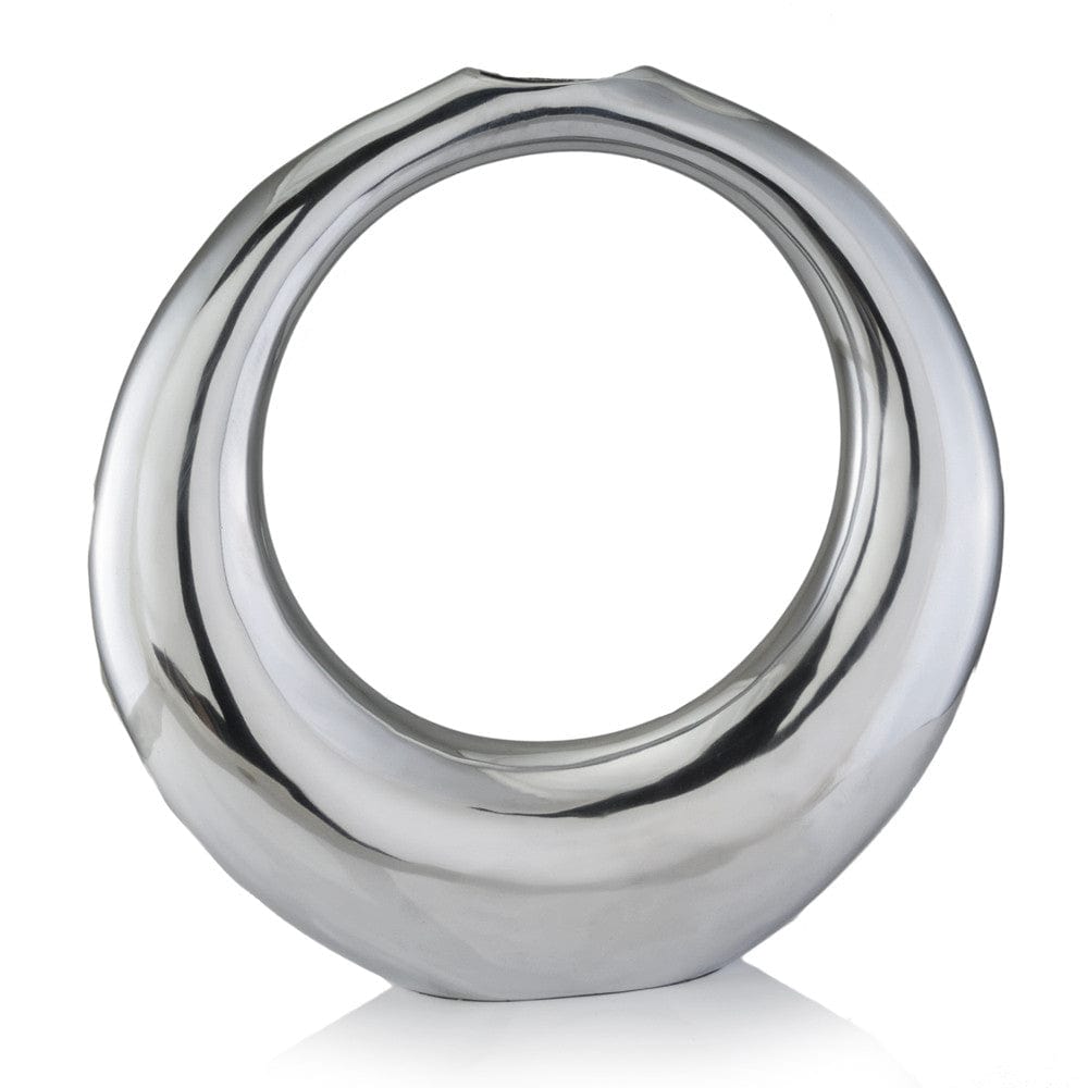 19" Silver Aluminum Ring Hoop Table Vase - Homeroots