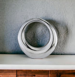 19" Silver Aluminum Ring Hoop Table Vase - Homeroots