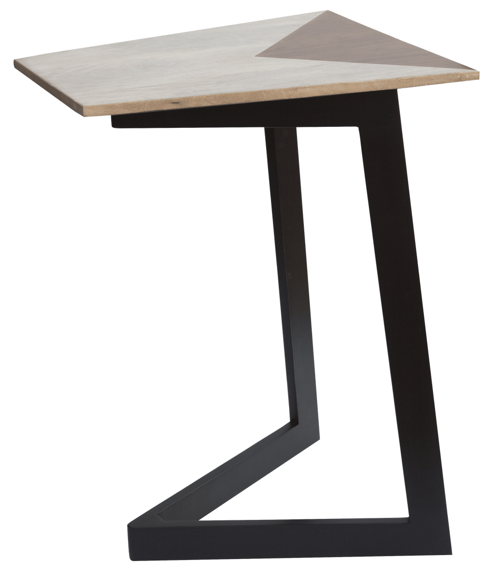 28" Black And Brown Solid Wood End Table - Homeroots