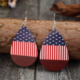 Stars and Stripes PU Leather Teardrop Earrings - Trendsi - Flyclothing LLC