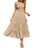 Tiered Smocked Wide Strap Dress - Trendsi - Flyclothing LLC