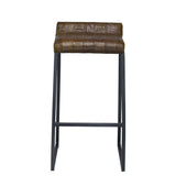 27 " Brown And Black Iron Backless Counter Height Bar Chair - Homeroots