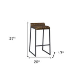 27 " Brown And Black Iron Backless Counter Height Bar Chair - Homeroots - Flyclothing LLC