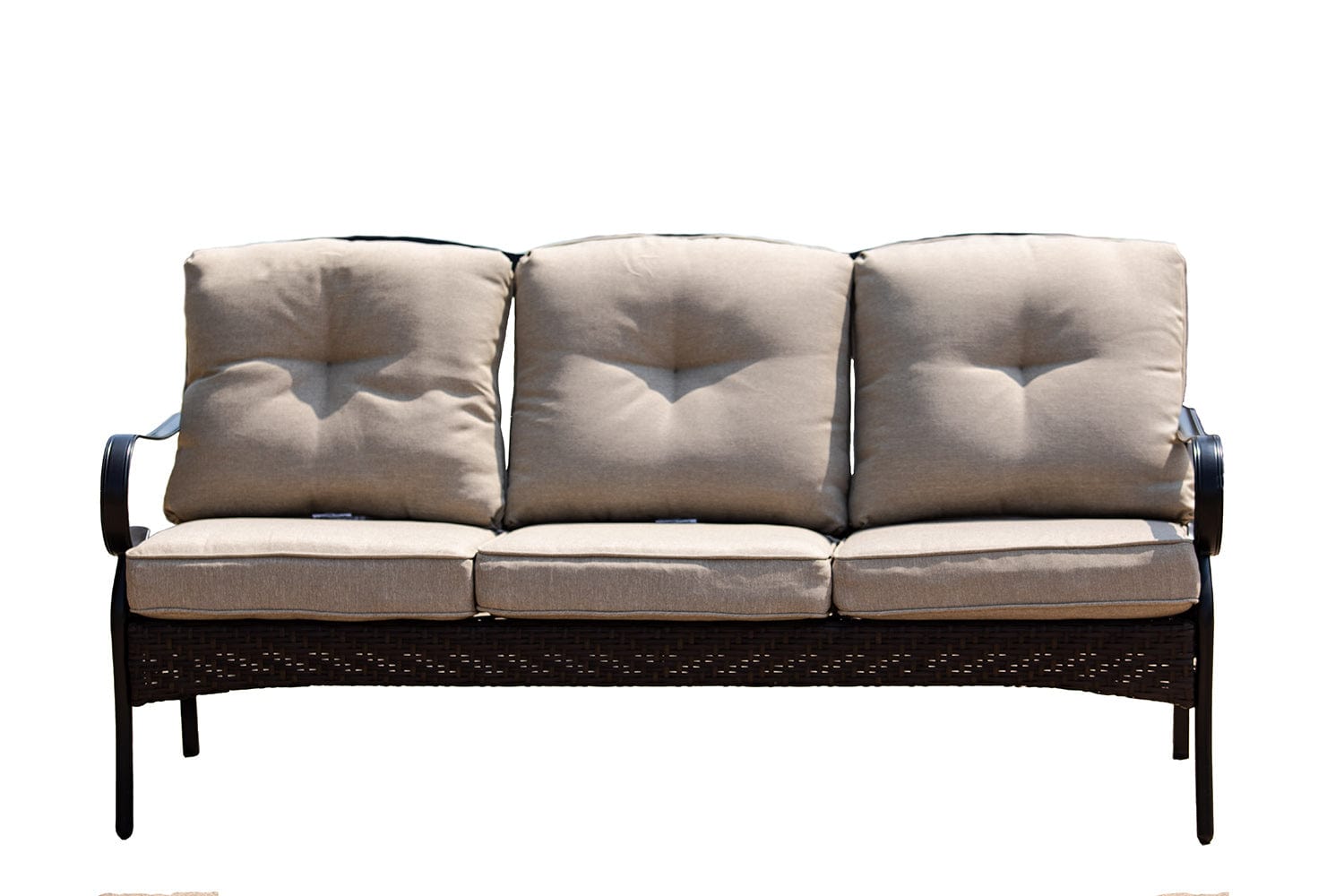 69" Beige Polyester Blend Settee With Black Legs - Homeroots
