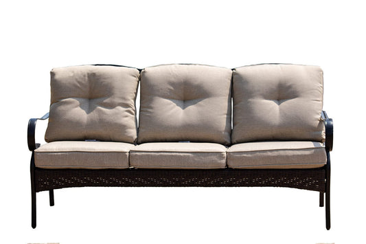 69" Beige Polyester Blend Settee With Black Legs - Homeroots