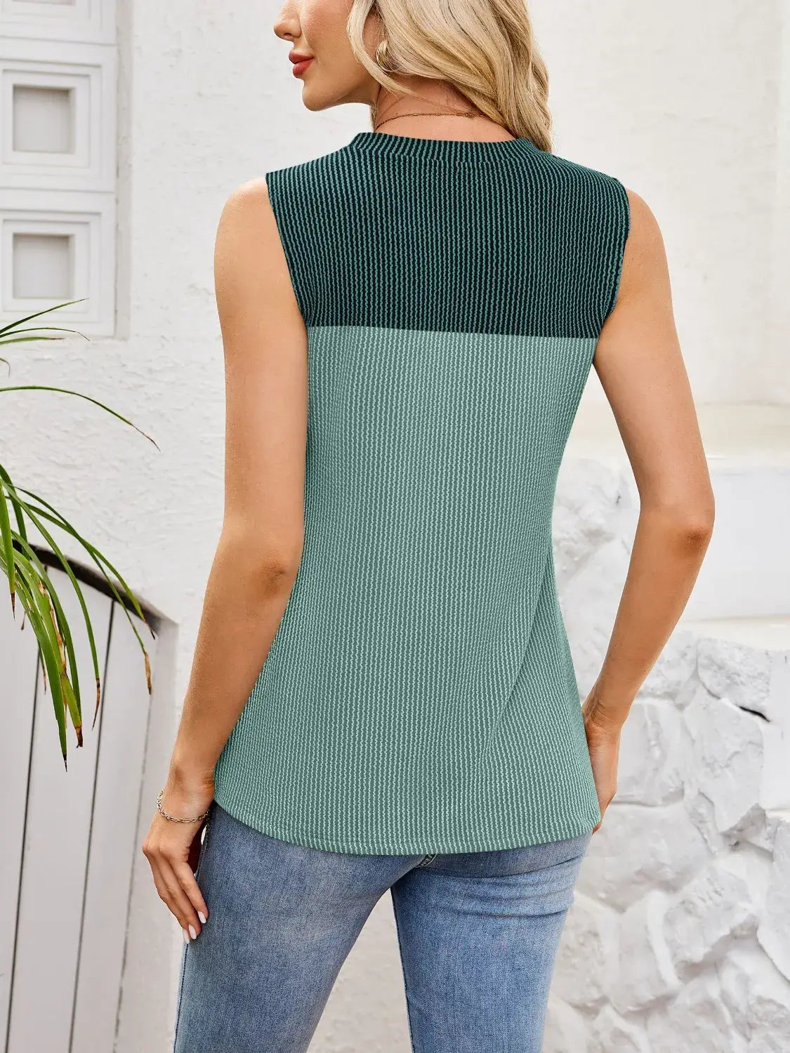 Textured Round Neck Tank - Trendsi - Flyclothing LLC