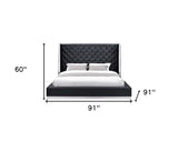 60 X 91 X 91 Black Faux Leather Bed King - Homeroots - Flyclothing LLC