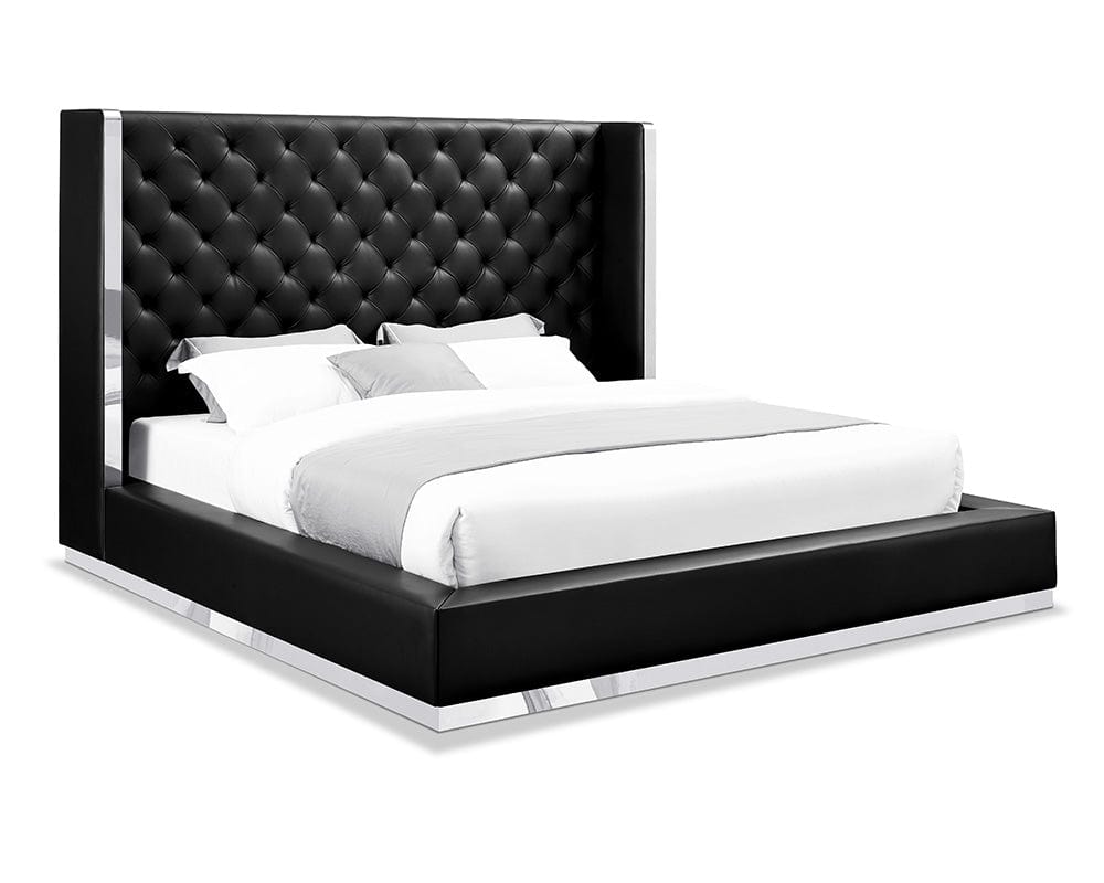 60 X 91 X 91 Black Faux Leather Bed King - Homeroots