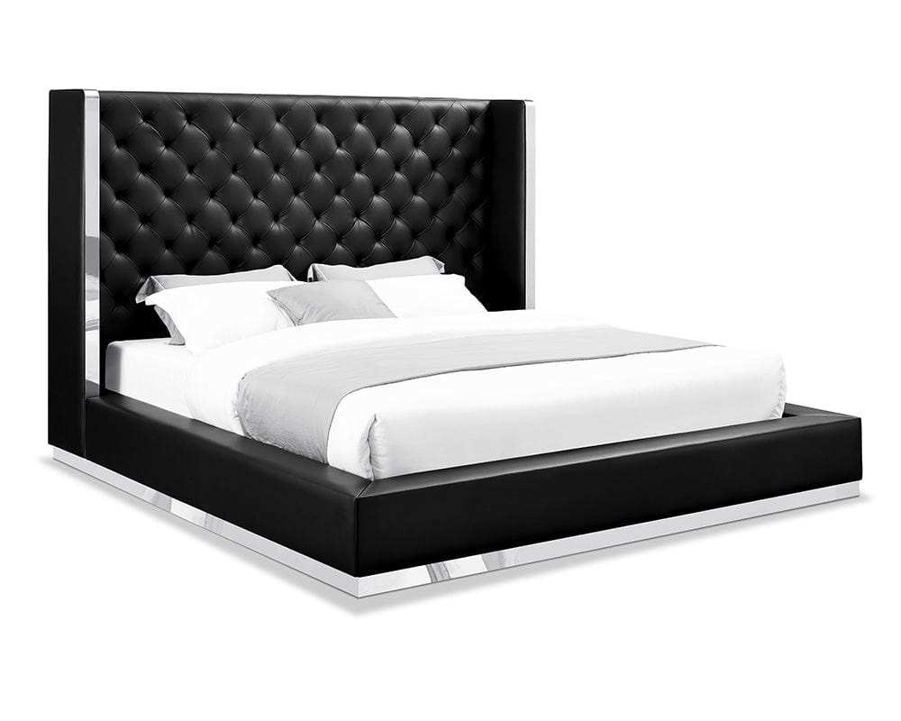 60 X 91 X 91 Black Faux Leather Bed King - Homeroots - Flyclothing LLC