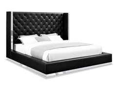 60 X 91 X 91 Black Faux Leather Bed King - Homeroots