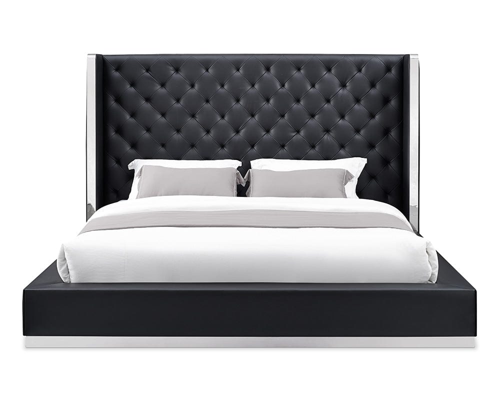 60 X 91 X 91 Black Faux Leather Bed King - Homeroots