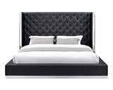 60 X 91 X 91 Black Faux Leather Bed King - Homeroots - Flyclothing LLC