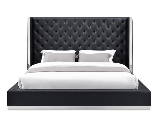 60 X 91 X 91 Black Faux Leather Bed King - Homeroots
