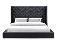 60 X 91 X 91 Black Faux Leather Bed King - Homeroots