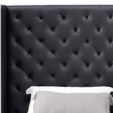 60 X 91 X 91 Black Faux Leather Bed King - Homeroots