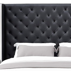 60 X 91 X 91 Black Faux Leather Bed King - Homeroots