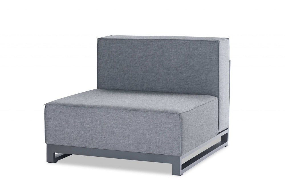 35" Gray and TPU Coating Metal Outdoor Modular with Gray Cushion - Homeroots
