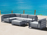 35" Gray and TPU Coating Metal Outdoor Modular with Gray Cushion - Homeroots
