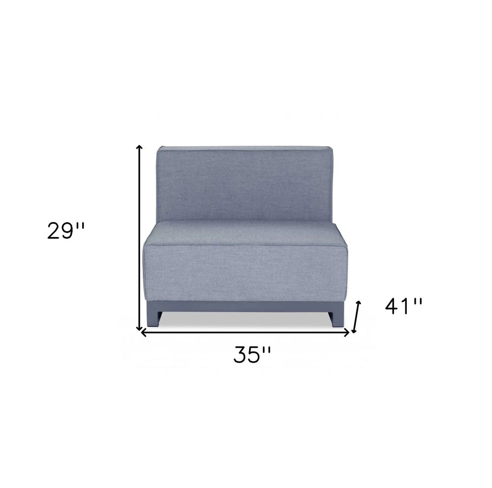 35" Gray and TPU Coating Metal Outdoor Modular with Gray Cushion - Homeroots