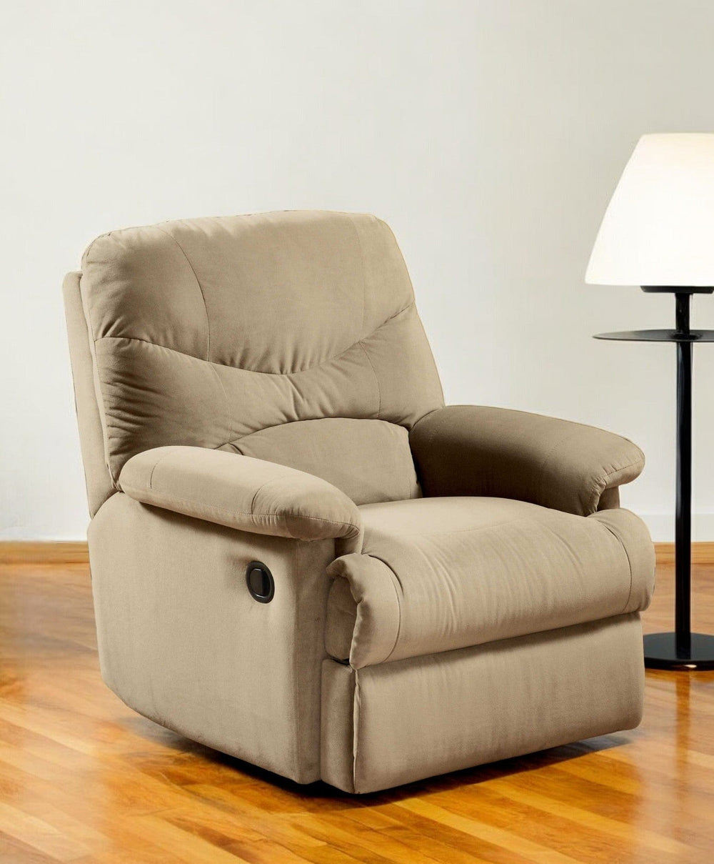 35" Beige Microfiber Recliner - Homeroots - Flyclothing LLC