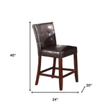 Set of Two Espresso And Brown Solid and Manufactured Wood Counter Height Bar Chairs - Homeroots - Flyclothing LLC