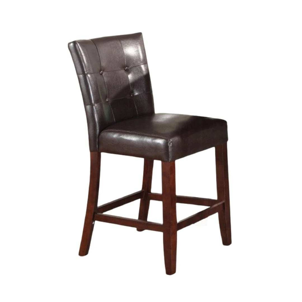 Set of Two Espresso And Brown Solid and Manufactured Wood Counter Height Bar Chairs - Homeroots - Flyclothing LLC