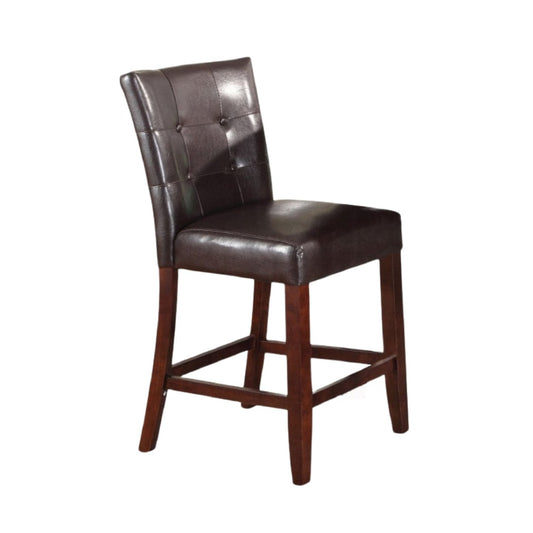 Set of Two Espresso And Brown Solid and Manufactured Wood Counter Height Bar Chairs - Homeroots
