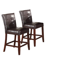 Set of Two Espresso And Brown Solid and Manufactured Wood Counter Height Bar Chairs - Homeroots
