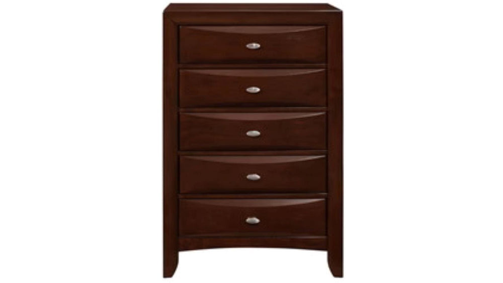 32" Espresso Solid Wood Five Drawer Chest - Homeroots
