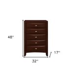 32" Espresso Solid Wood Five Drawer Chest - Homeroots