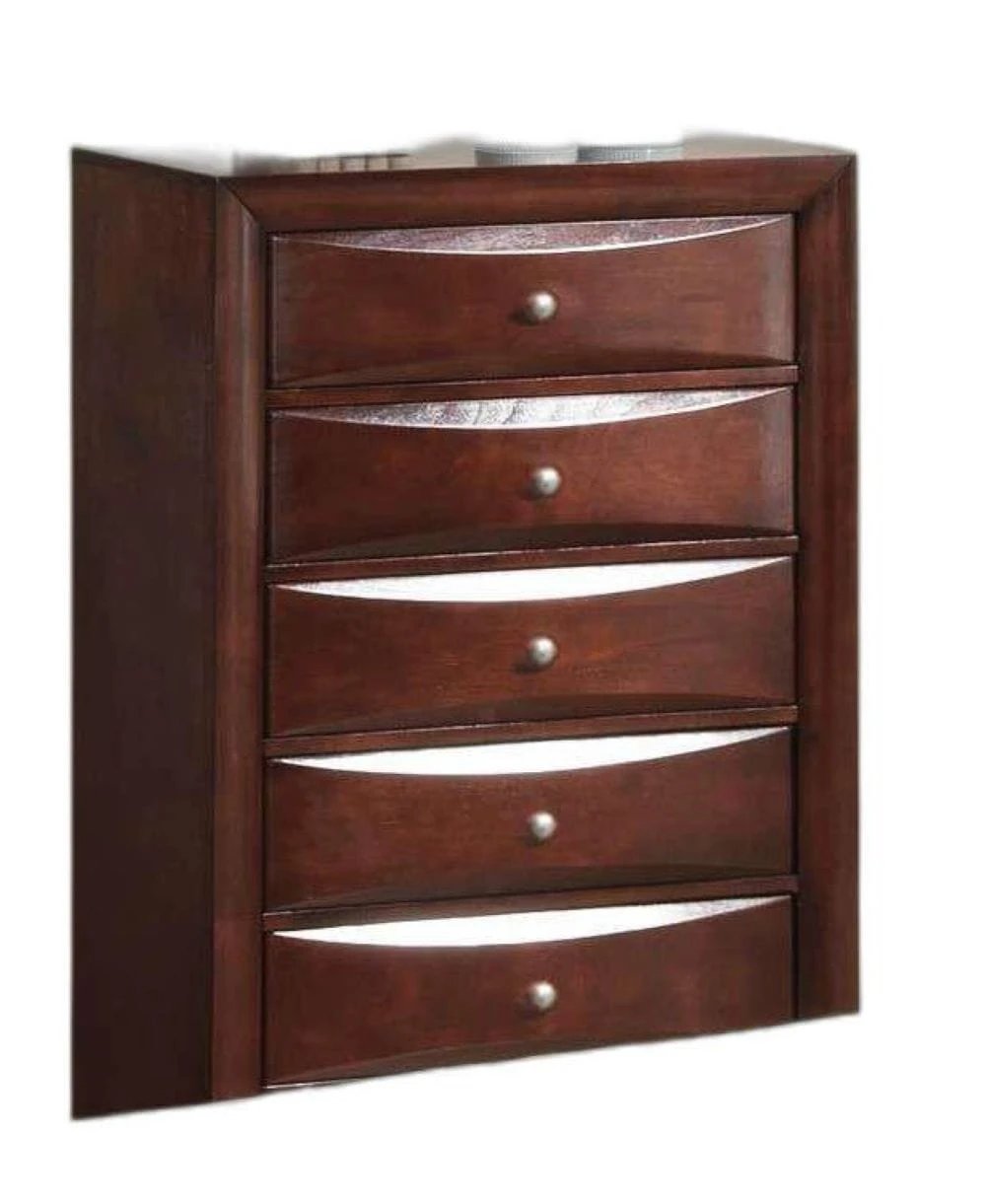 32" Espresso Solid Wood Five Drawer Chest - Homeroots