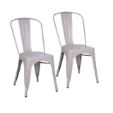 Set of Two White Metal Dining Side Chairs - Homeroots