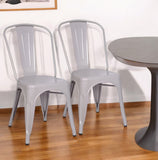 Set of Two White Metal Dining Side Chairs - Homeroots