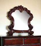 45" Brown Crowned Top Solid Wood Framed Dresser Mirror - Homeroots
