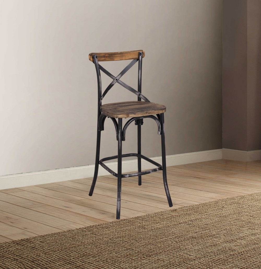 22" Brown And Black Iron Bar Chair - Homeroots - Flyclothing LLC