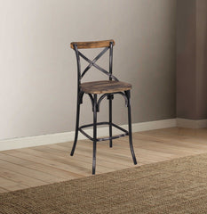 22" Brown And Black Iron Bar Chair - Homeroots