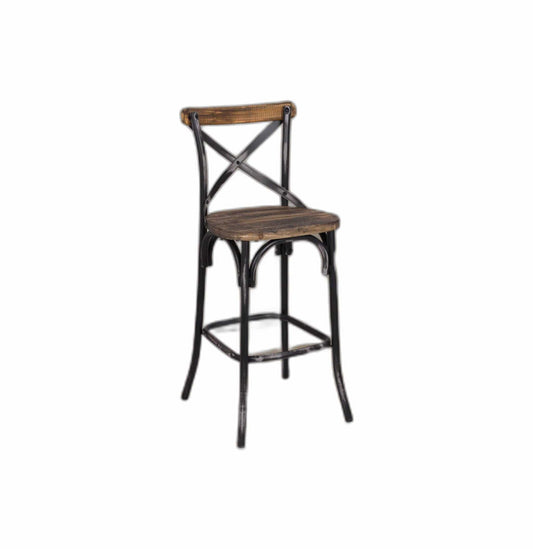 22" Brown And Black Iron Bar Chair - Homeroots