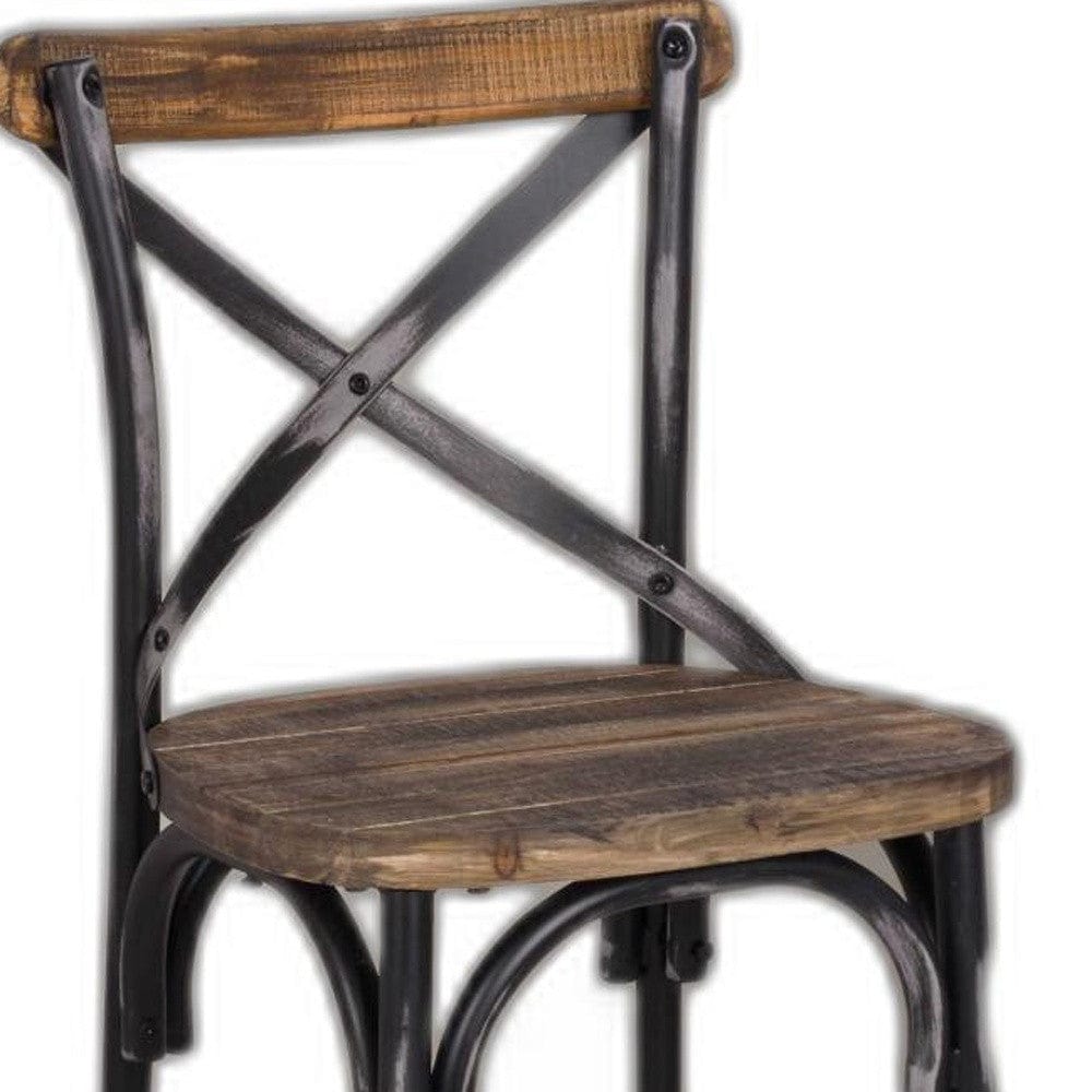 22" Brown And Black Iron Bar Chair - Homeroots