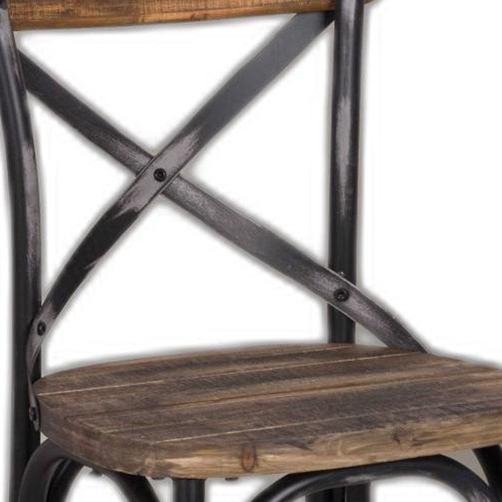 22" Brown And Black Iron Bar Chair - Homeroots - Flyclothing LLC
