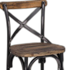 22" Brown And Black Iron Bar Chair - Homeroots
