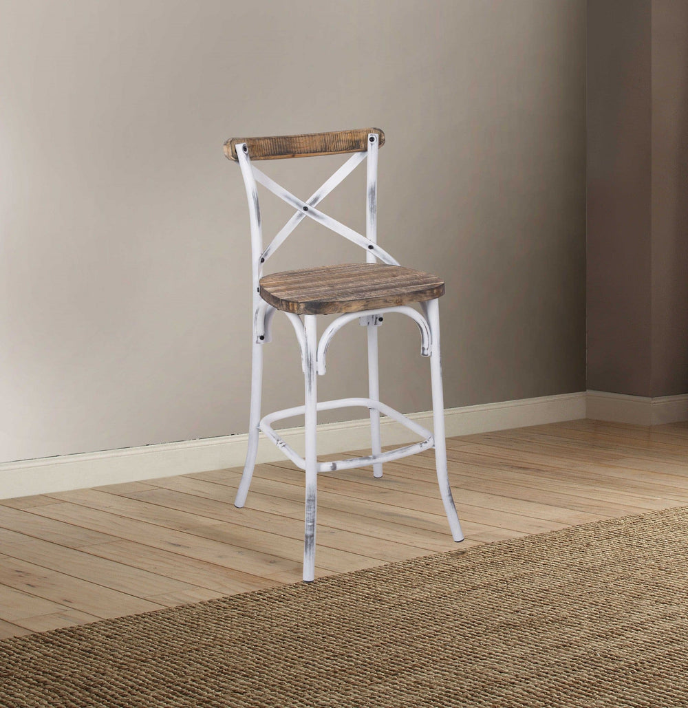 20" Brown And White Iron Bar Chair - Homeroots - Flyclothing LLC